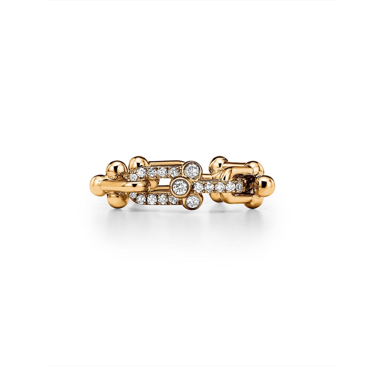Tiffany HardWear Small Link Ring in Yellow Gold with Diamonds, $5900 (approximately P334,822.05), TIFFANY & CO., tiffany.com